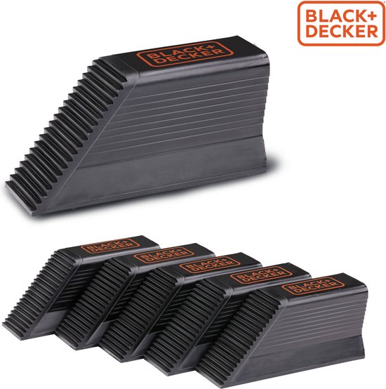 BLACK+DECKER Bagagesteun Set van 6 Stuks - Kofferbak Organizer - voor Koffers, Verhuisdozen, Boodschappen en Meer - Lading Stoppers - Bagageklemmen - Kunststof - Zwart