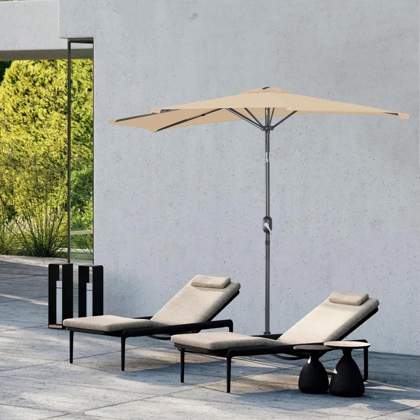 Angel Living Balkonparasol - Halfrond - 245 x 122 cm - Beige