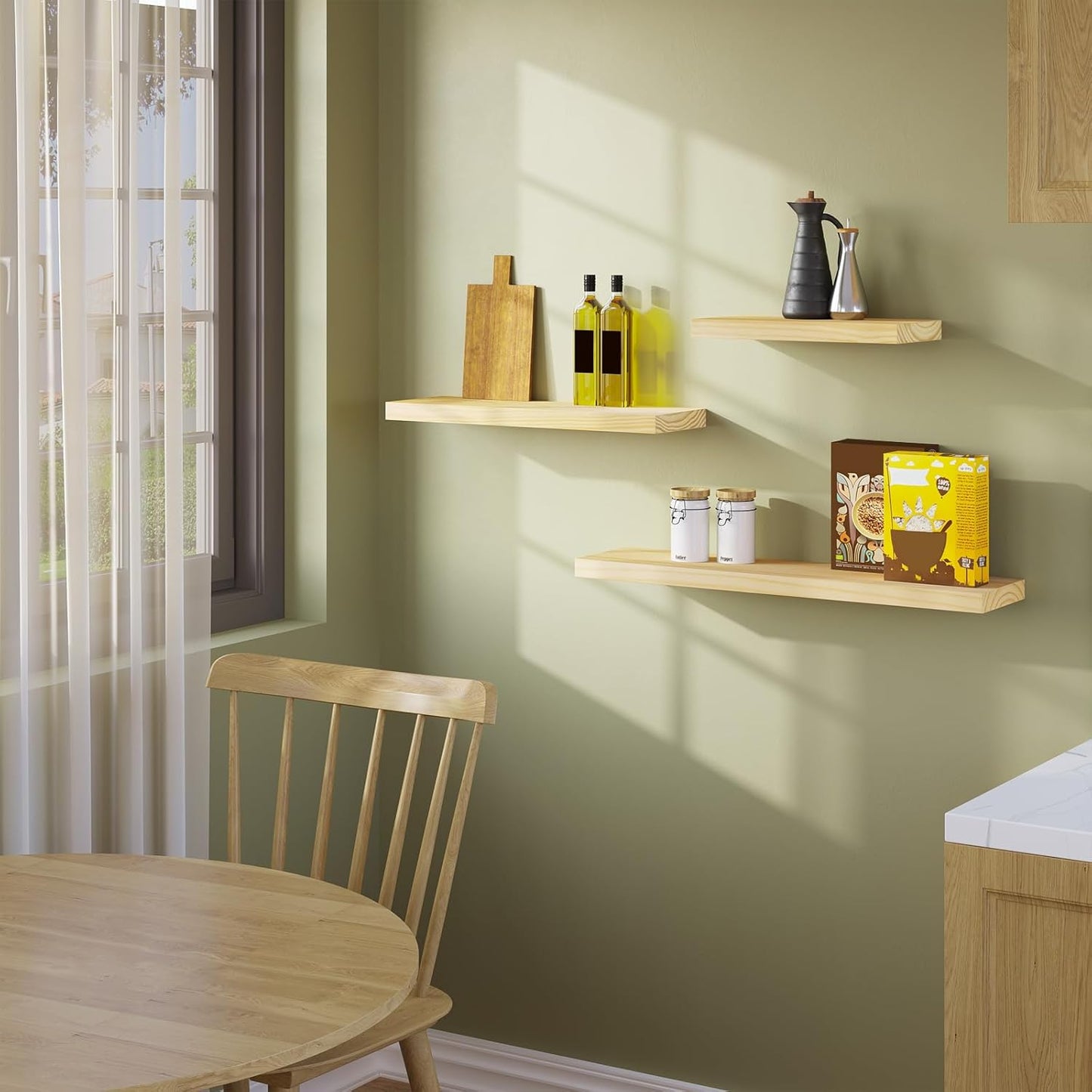 eSituro Houten Wandplank - Zwevende Muurplank met Onzichtbare Bevestiging - Houtlook - 50 x 19 x 3,5 cm