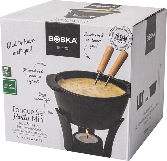 Boska Fondueset Party Mini - Fonduepan - Voor kaasfondue & saus - Zwart - 300 ml