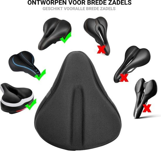 TIKKENS® Zadelhoes Fiets Gel 3D - Regenhoes Waterdicht - Fietszadeldek Silicone - Zitkussen - Fietszadelhoes - Zwart