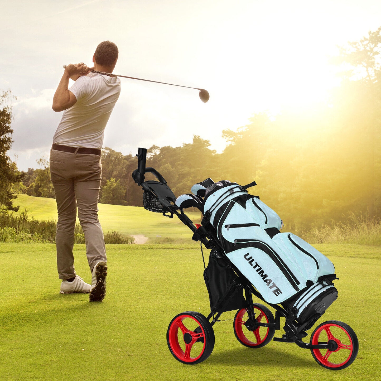 Coast 3-Wheel Golf Kart Verstelbaar licht Golf Kart 129,5 x 75 x 101,5-119,5 cm rood + zwart