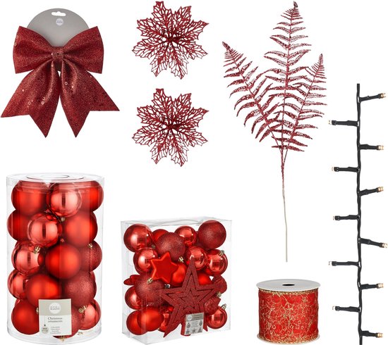 House of Seasons Kerstboom Decoratie Set - 100 Stuks - Rood