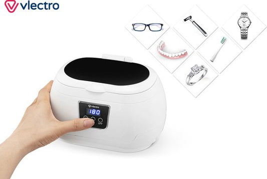 Vlectro Ultrasoon Reiniger - 600 ml - Compact - USB-oplaadbaar - 43 kHz