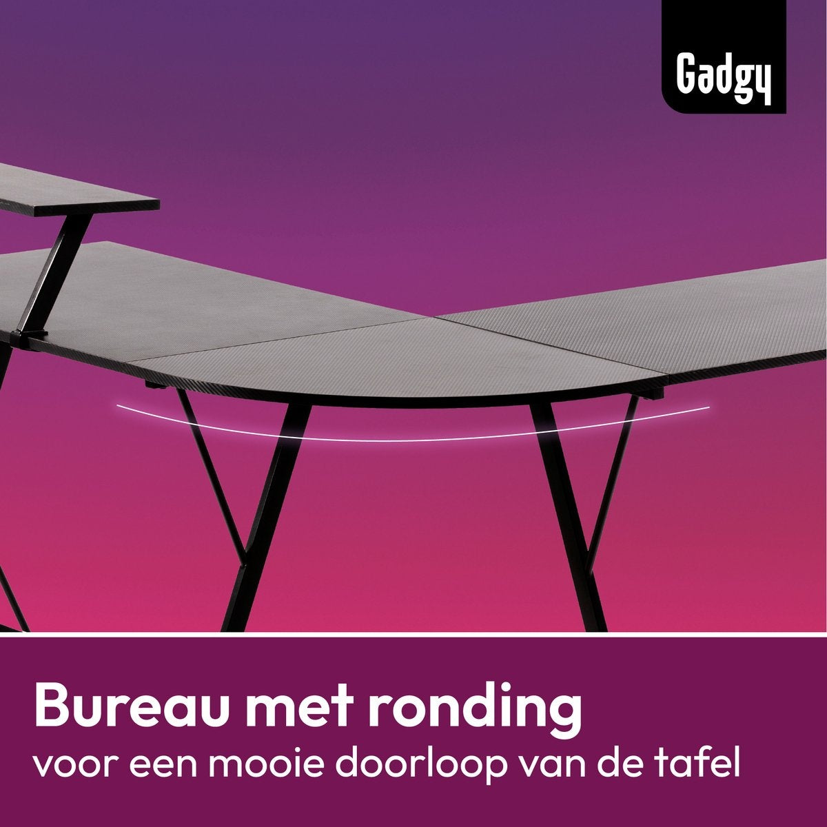 Gadgy Game Bureau Carbon PRO - Gaming HoekBureau 130 CM Breed - Gaming Bureau met Carbon Details - Gaming Desk L-vorm met Koptelefoonhouder, Scherm Verhoging & Opbergmand - Level Up met Gadgy - Zwart Carbon