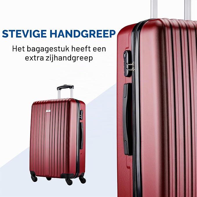 Slazenger Kofferset 2-delig - Rood - Hardcase ABS - 71 & 26 Liter - Cijferslot - 360° Zwenkwielen