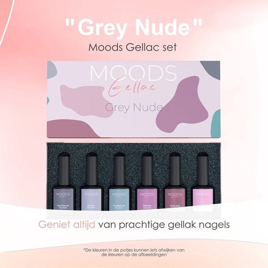 Moods Gellac 6-delige Set - Gel Nagellak - 8ML - Grey Nude Edition - Gellac - Nagels - Gellak Starterspakket - Nude Kleuren