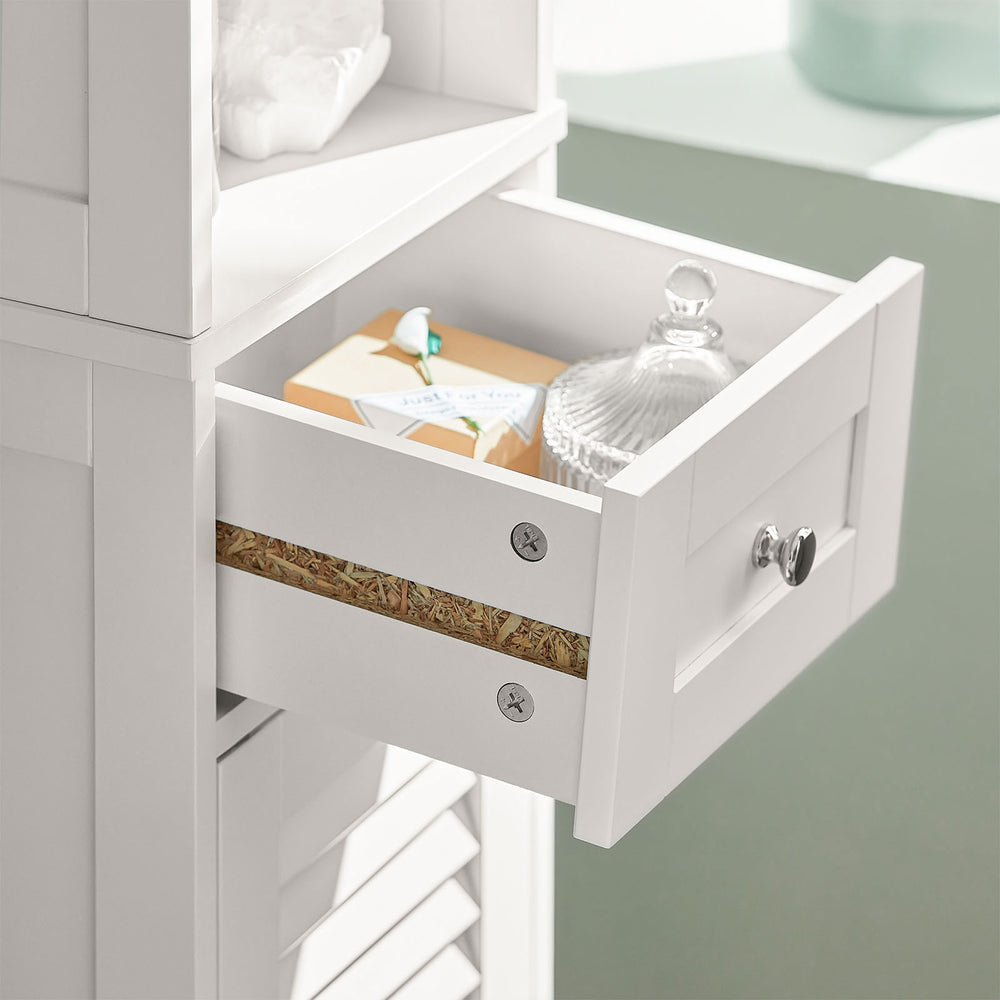 SoBuy Hoge Badkamerkast - Hout - Wit - 32x170x30 cm