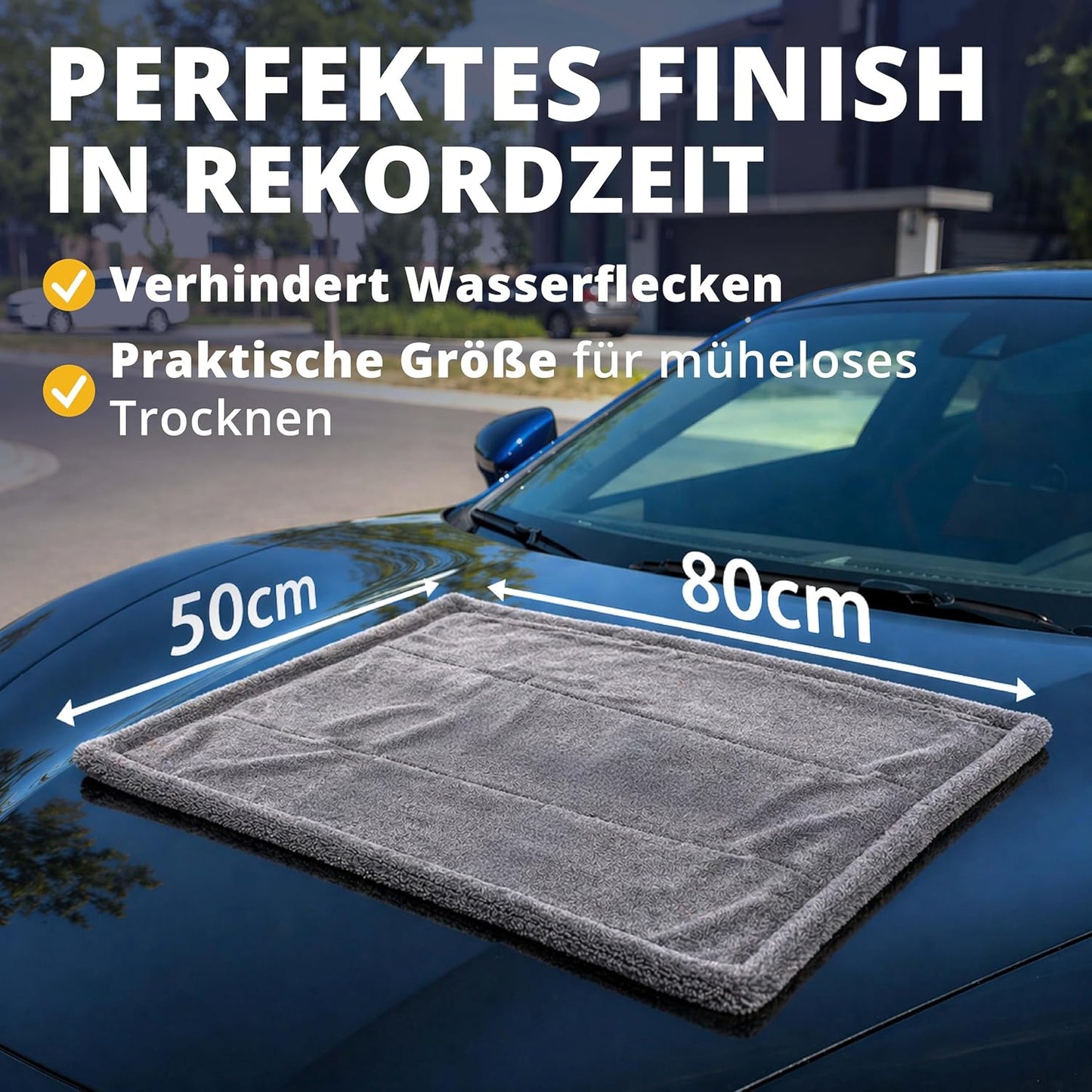 Licargo Autodroogdoek XXL - 80 x 50 cm - Grijs - 1800 g/m² Microvezel