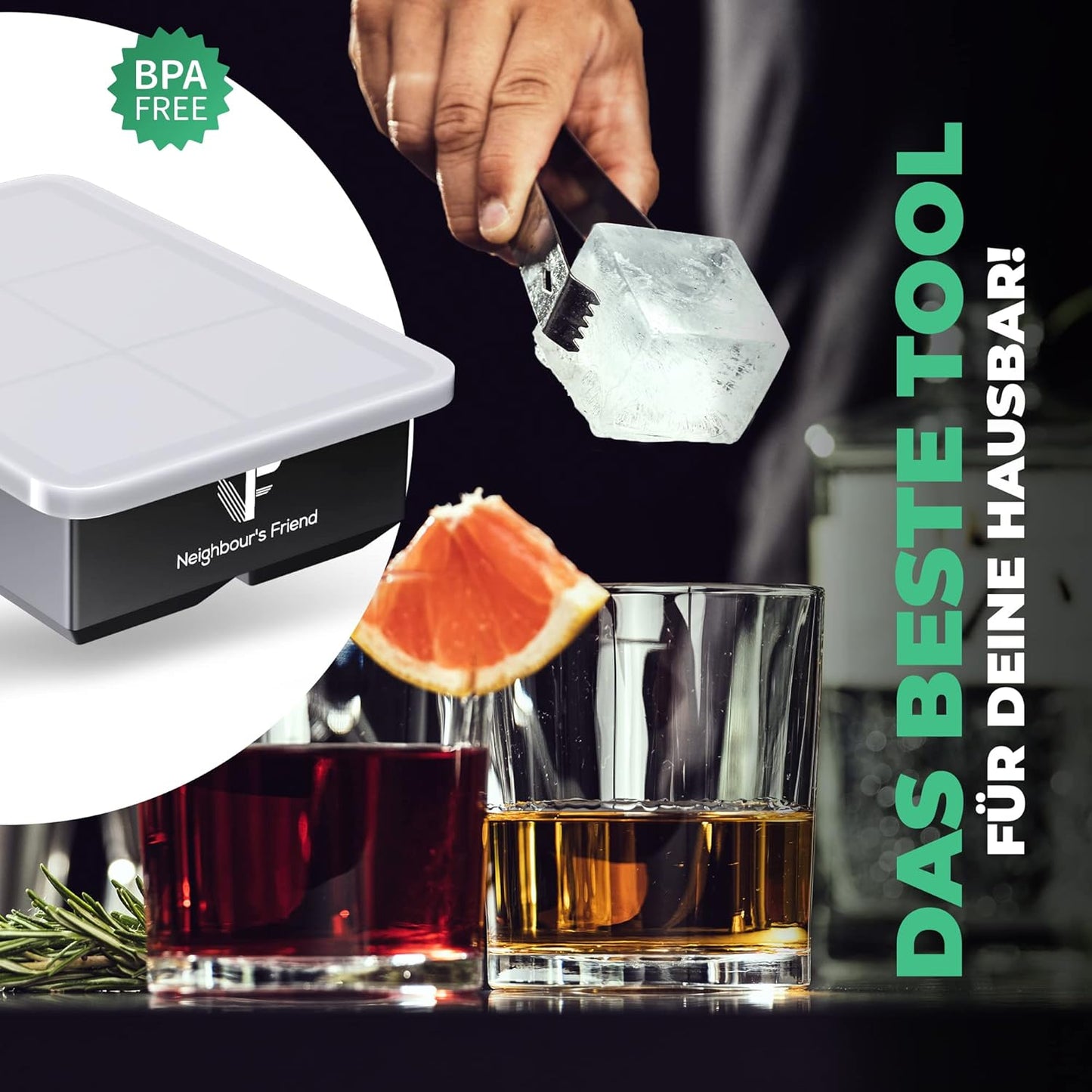 Grote ijsklontjesvorm 2-pack - XXL ijsblokjes Platinasiliconen voor ultiem genot - grote ijsblokjesvorm voor cocktails
