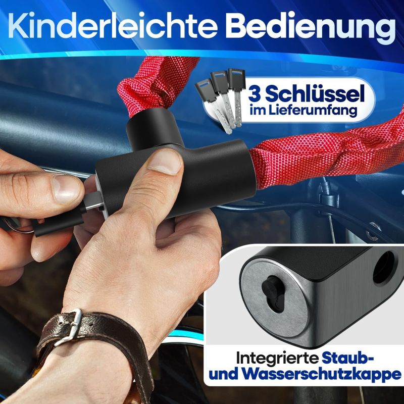 NEXTCOVER® Fietsslot LockOne met sleutel - hoge veiligheid - robuust & duurzaam - 3 sleutels