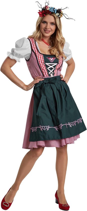 Dressforfun Mini-Dirndl Berchtesgaden model 2 M - verkleedkleding kostuum halloween verkleden feestkleding carnavalskleding carnaval feestkledij partykleding - 304656