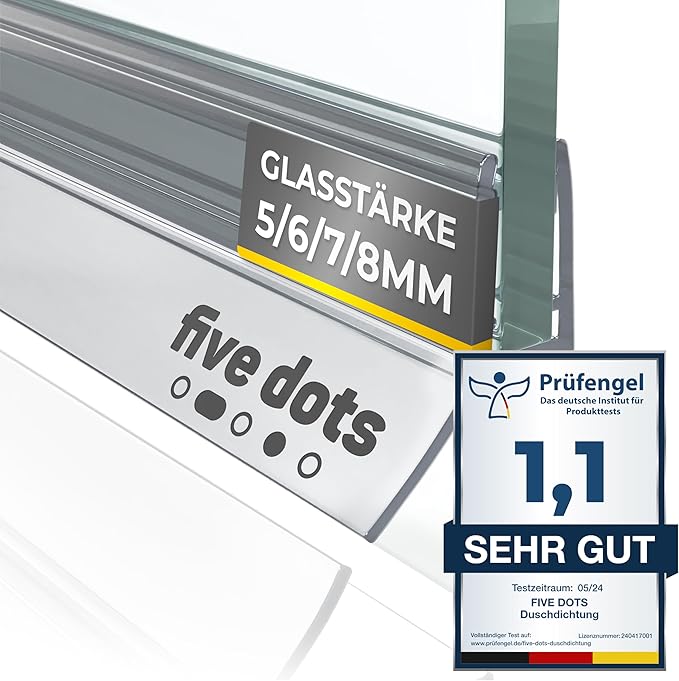 Five Dots Doucheafdichting 6mm – Glasdeurafdichting – 100% Waterdicht – Douchecabine Onderkant