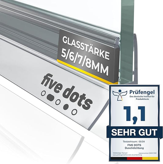 Five Dots Doucheafdichting 6mm – Glasdeurafdichting – 100% Waterdicht – Douchecabine Onderkant