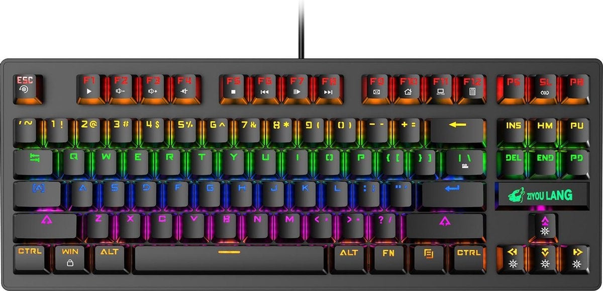 ZIYOULANG K2 RGB mechanisch 87keys TKL gaming toetsenbord - Windows/Mac game toetsenbord - blue switch - Mechanical Keyboard - anti-ghosting game toetsenborden - Zwart