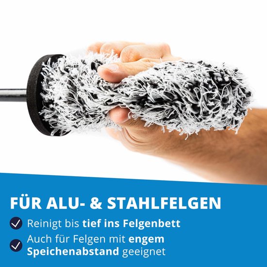 Icargo Microvezel Velgborstel Extra Dun 40 cm - Flexibele Velgenborstel voor Diepe Velgbedden en Smalle Spaken - Zwart
