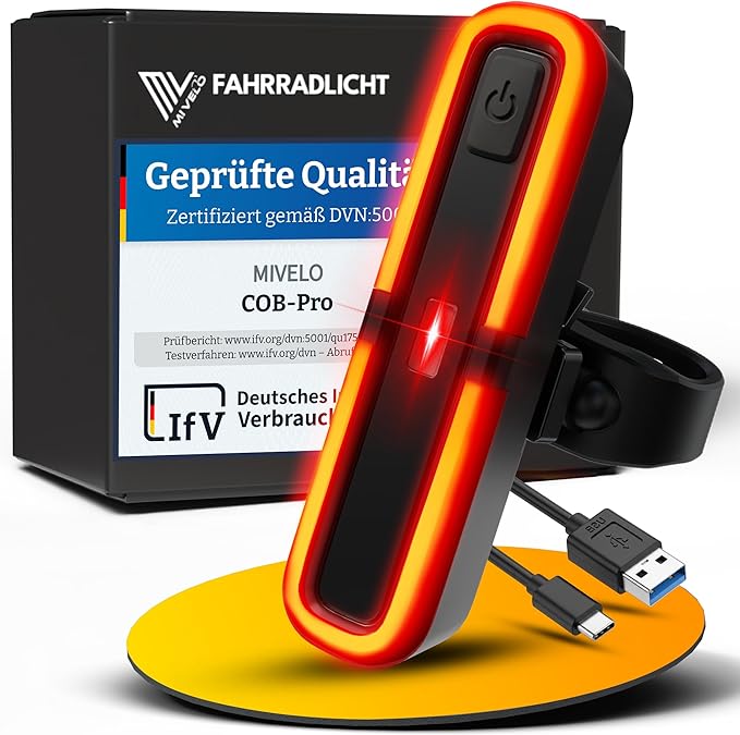 Achterlicht fiets met remindicator - achterlicht StVZO goedgekeurd met voedingsbatterij - USB-C oplaadbare fietslamp IPX5 waterdicht - achterlicht LED voor racefiets, MTB & gravel bike