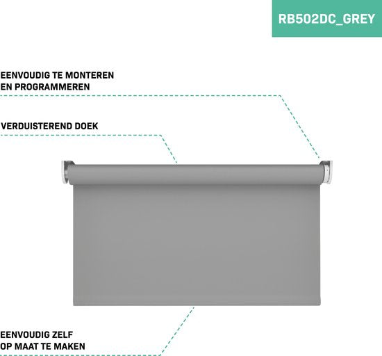VONROC SMART BLINDS - Elektrisch rolgordijn - Uitbreiding - 70 x 190 - Grijs – Zonder afstandsbediening en oplaadkabel