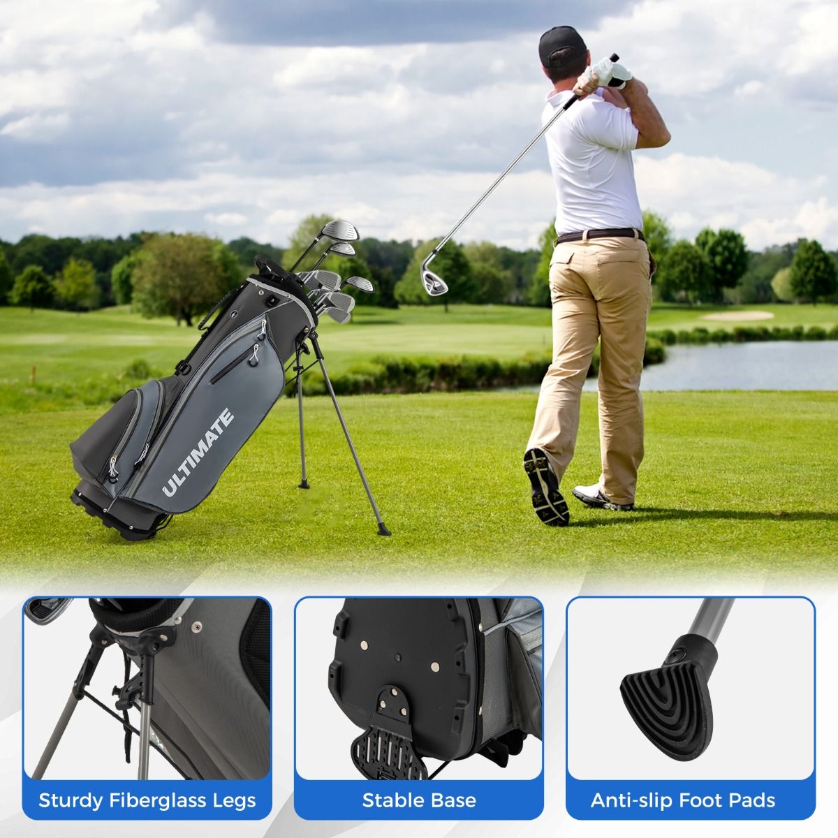 Coast Heren Golfset - 9-delig - Rechtshandig - Inclusief regenhoes - Grijs