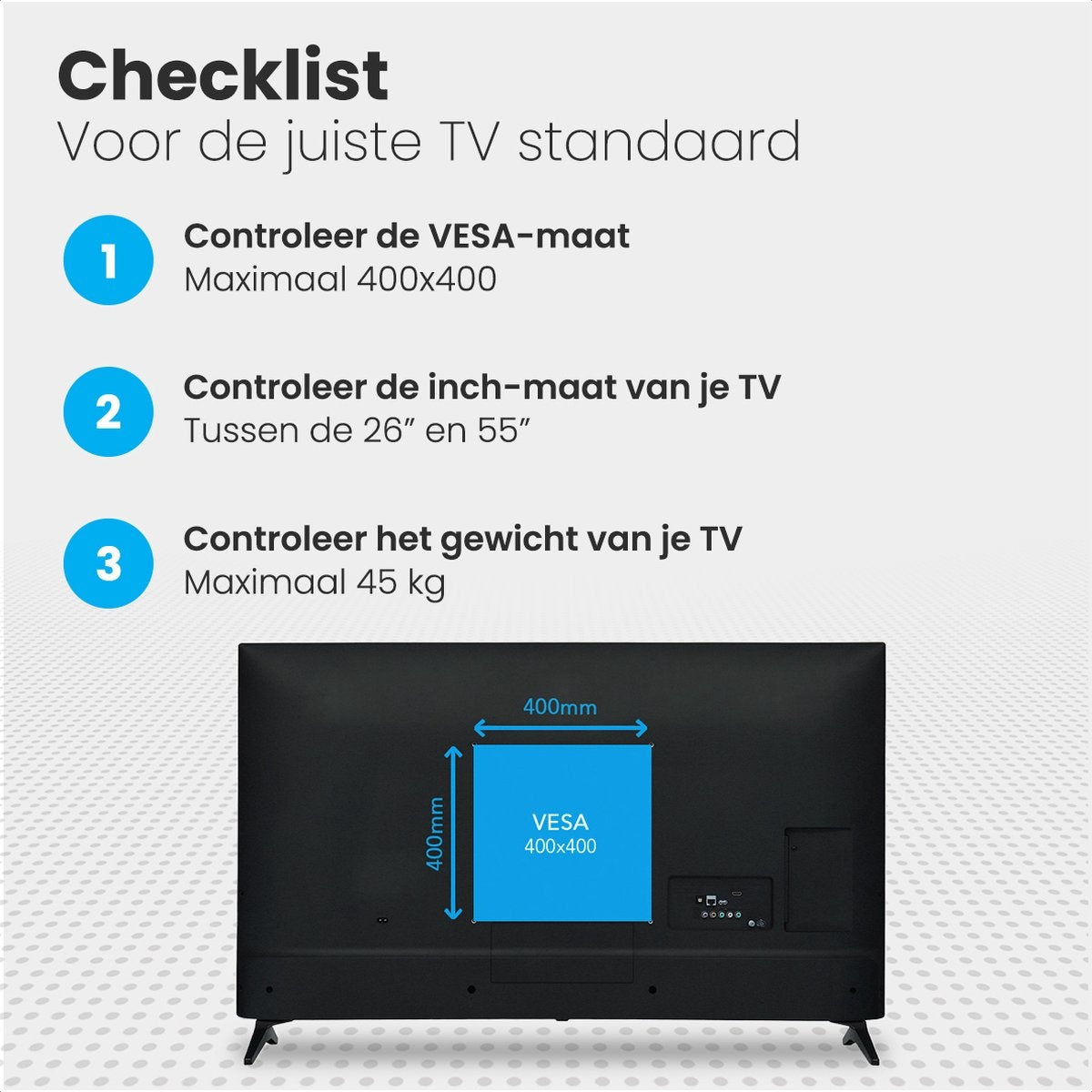 Auronic TV Standaard – Draaibaar – max. 40 kg –26 t/m 55 inch - 40 x 26 x 73,1 cm – Zwart