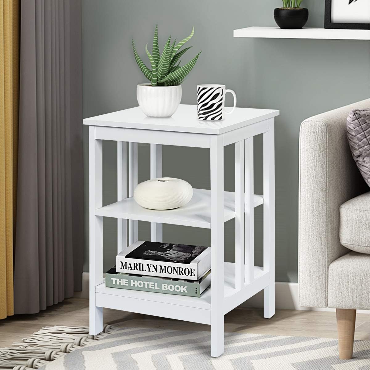 Coast 3-daagse nachtkastje Sofatische salontafel voor slaapkamers 40 x 40 x 61 cm wit