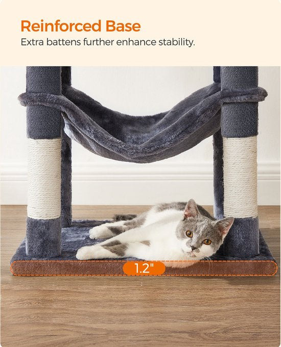 krabpaal - krabpaal met hangmat - Kattenboom 143 cm - rookgrijs