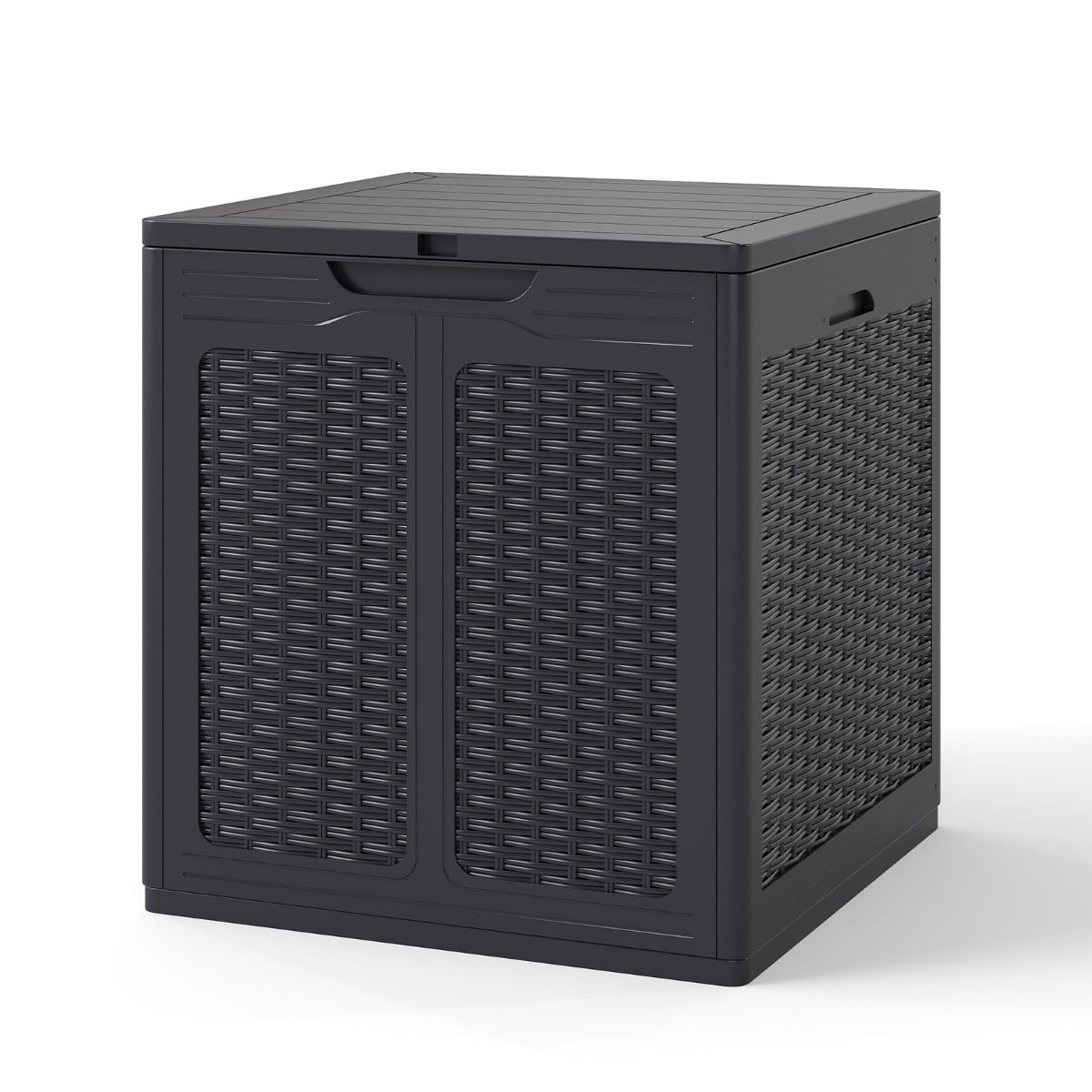 Coast Opbergbox met deksel - rattanlook - multifunctioneel - bruin/zwart - 145 liter