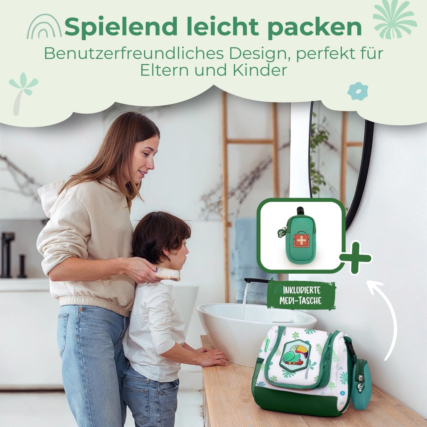 REISERACKER Toilettas voor Kinderen - 21 x 9 x 18 cm - groen