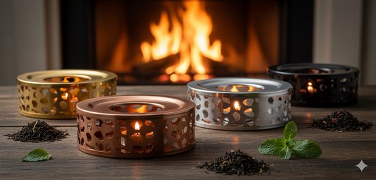 Vaja® Warmhoudplaat met Waxinelichtje voor Theepot - Warmhouder met Kaars - Theelichthouder - Thee Warmer Theelicht - Tea Maker - Verwarmer - Goud
