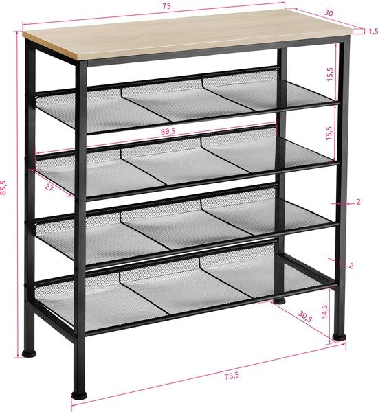 tectake - Schoenenrek Bournemouth industrial light -schoenenopberger - 404280