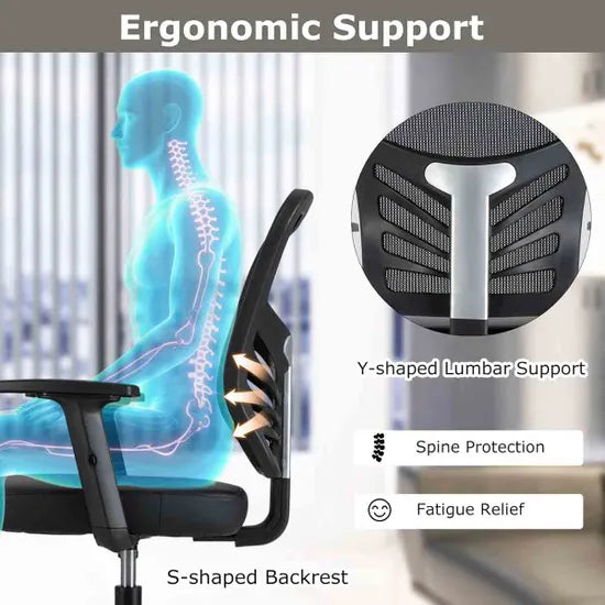 Coast Werkstoel - Ergonomisch - Verstelbaar - Draaibaar - Voetring - Mesh - Zwart