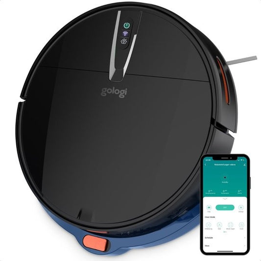 Gologi robotstofzuiger met dweilfunctie - Automatisch - Met Laadstation - Draadloze Robot Stofzuiger - 45DB - Zwart
