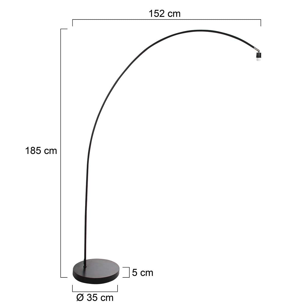 Mexlite - Bikkel Hanglamp XL - 152 x 185 cm - Mat Zwart - Industrieel Design - E27 Fitting - Robuuste Fabriekslamp