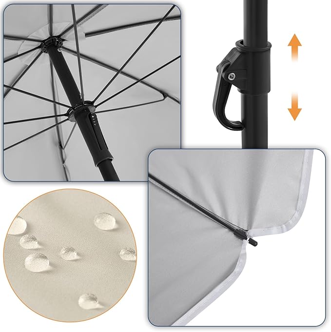 WOLTU GSS0007be01 Balkon parasol 135 cm - UPF 50+ - In hoogte verstelbaar en 35 graden kantelbaar - Beige