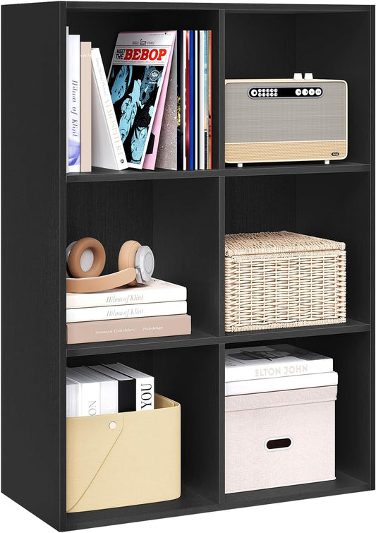 Woltu 6-Vaks Boekenkast - Kubus Opbergkast - Zwart - 59,6 x 29 x 89 cm