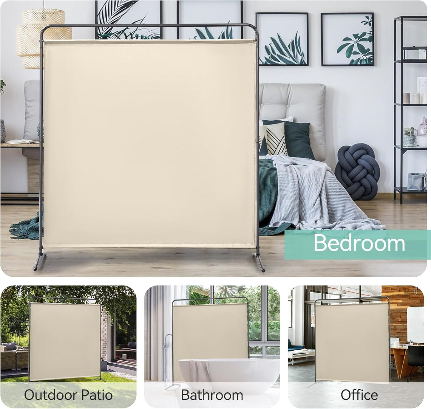 Angel Living Kamerschermen - 1-delig - Opvouwbaar - Beige - 162.5 x 177cm
