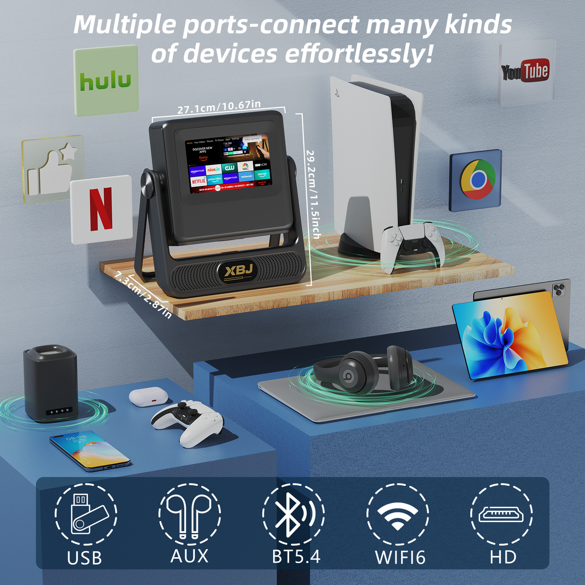 [Reusachtig projectie-effect van 300 inch] XBJ outdoor-beamer met touchpad - 300-inch reusachtig scherm voor thuisbioscoop