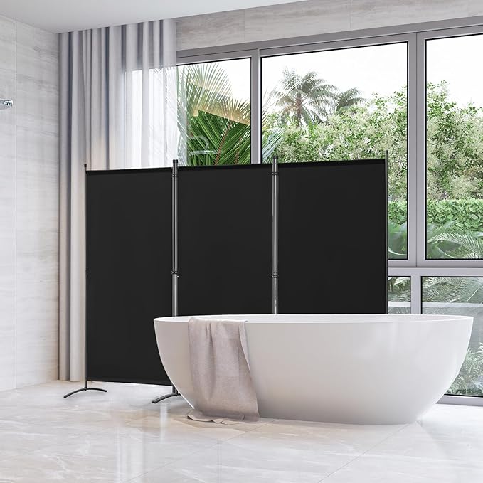Angel Living Kamerscherm - 3 Panelen - 243x169cm - Zwart - Vrijstaand