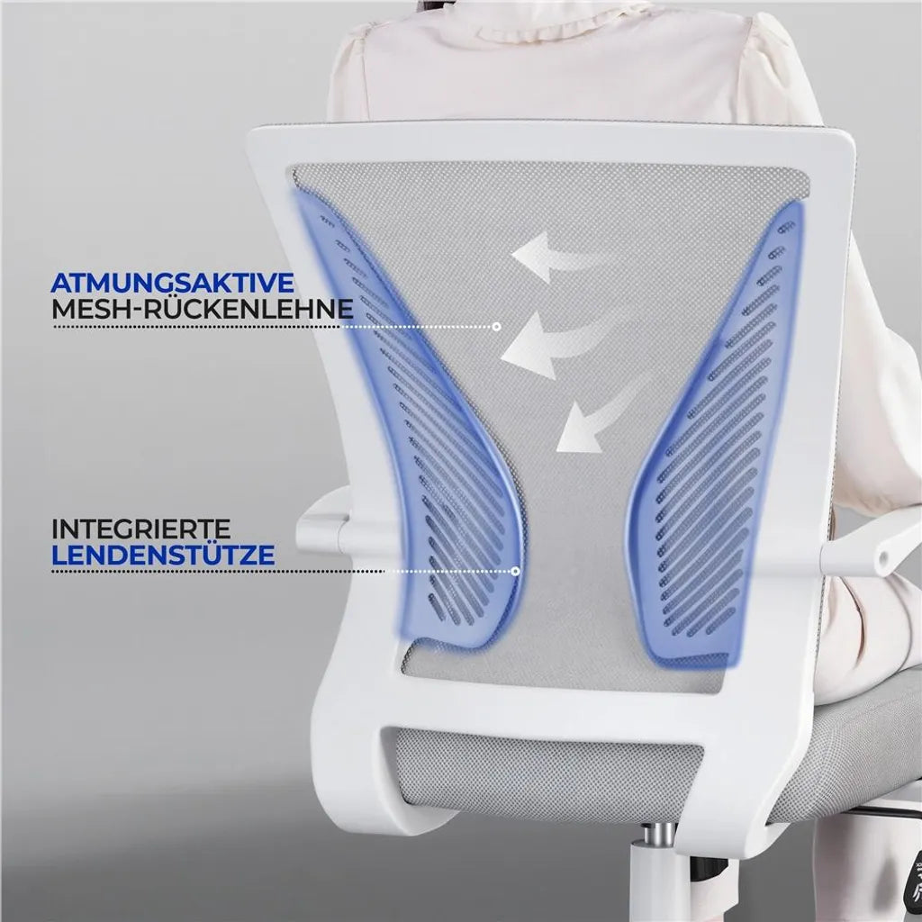Yaheetech Ergonomische Bureaustoel Verstelbaar Mesh, Lichtgrijs