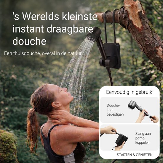 Oplaadbare Campingdouche met 2 waterfilters - 24x douchebeurten - 3 Standen (Mist, Normaal, Vol) - Buitendouche voor kamperen, honden, auto, fiets en camper - FLOAT Oasis