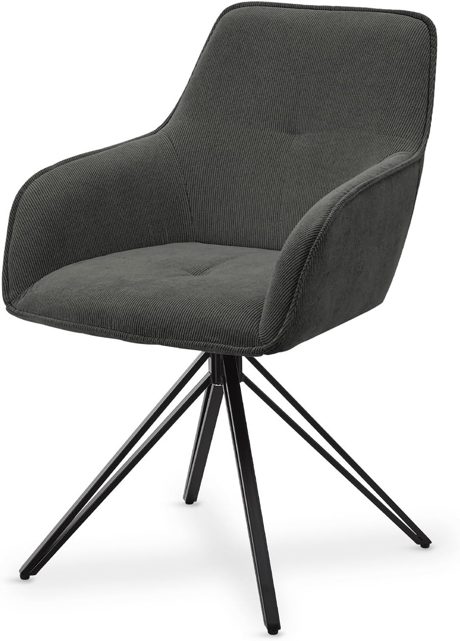 Juskys Eetkamerstoel Met Armleuning - 120 Kg Draagvermogen - 61 x 57 x 85 cm - Lichtgrijs