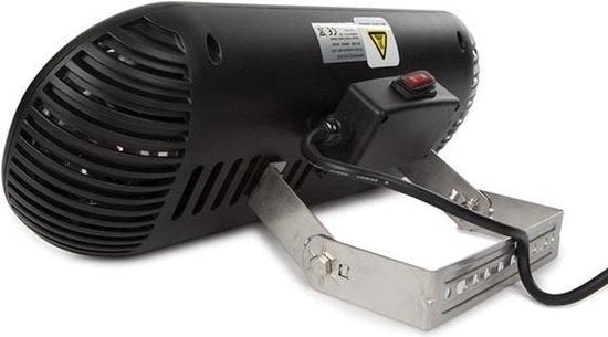 Perel Terras-/parasolverwarmer, 2000 W, low glare, met aan-/uitschakelaar, beugel voor plafond- en wandmontage, spatwaterdicht, 1 warmteniveau, metaal, zwart