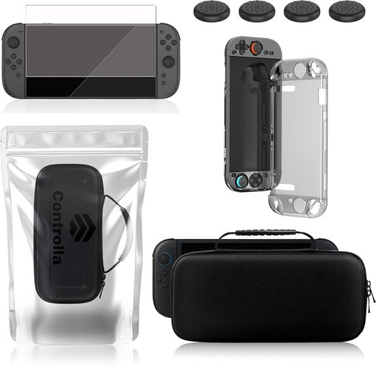 Controlla - Case geschikt voor Nintendo Switch 2 - Hoesje geschikt voor Nintendo Switch 2 - Inclusief screenprotector - Beschermhoes - Thumb grips