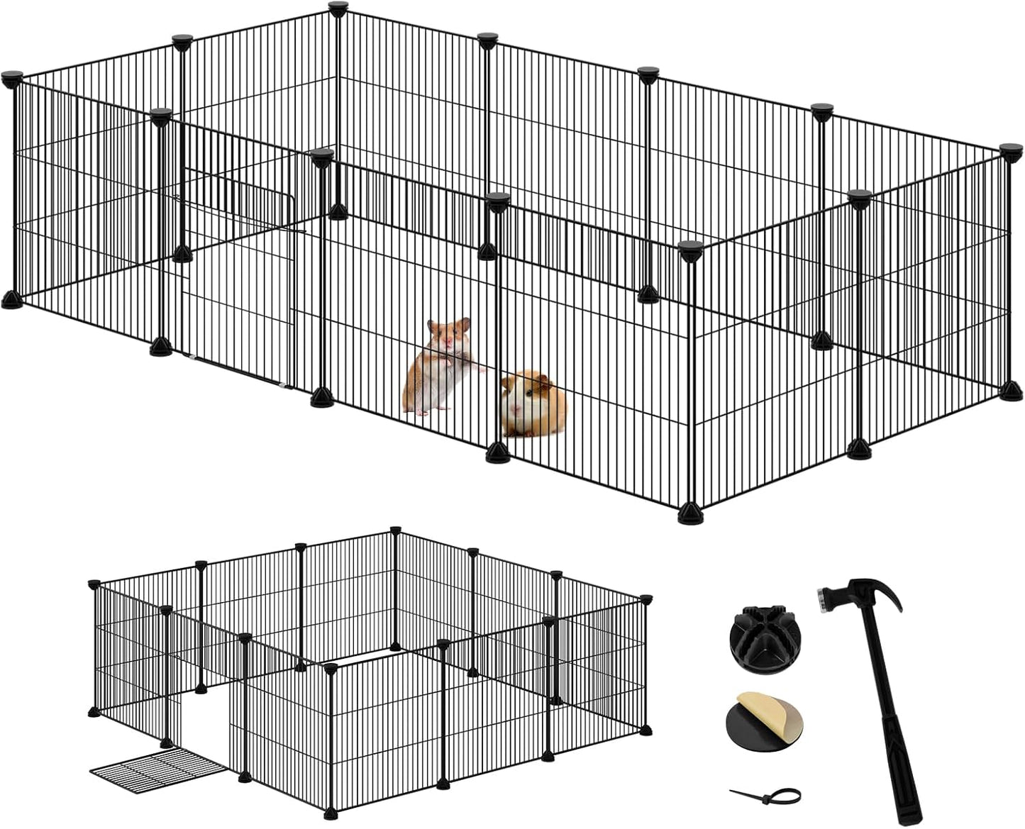 Eugad Puppyren & Knaagdierenren - Opvouwbare Speelren 142x72x36 cm - Zwart - 12 Panelen
