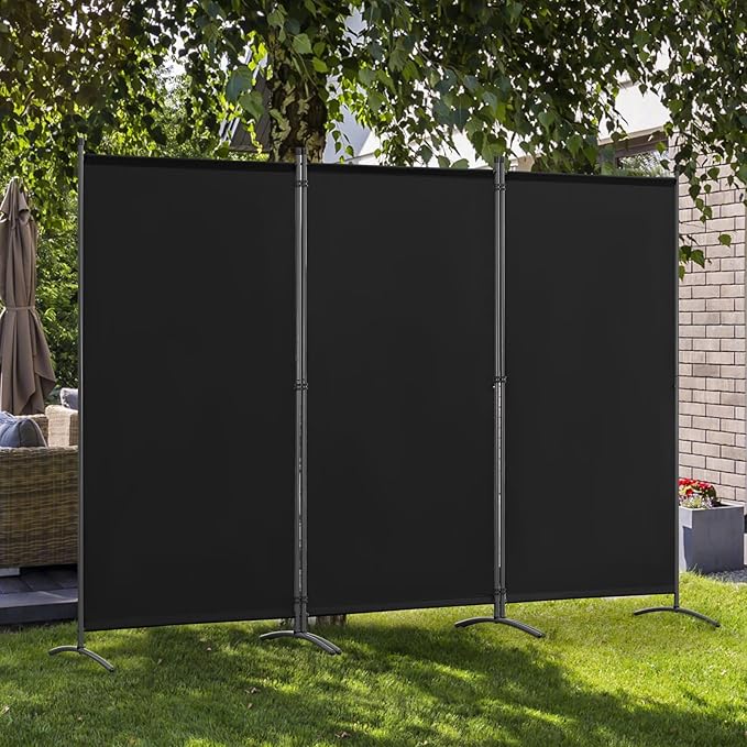 Angel Living Kamerscherm - 3 Panelen - 243x169cm - Zwart - Vrijstaand