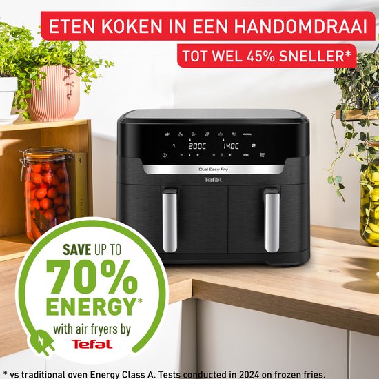 Tefal Easy Fry Dual XXL EY9428 - Dubbele Airfryer XXL - 11L - Lades 6.5L & 4.5L - 7 Programma's - Voor 8-10 Personen