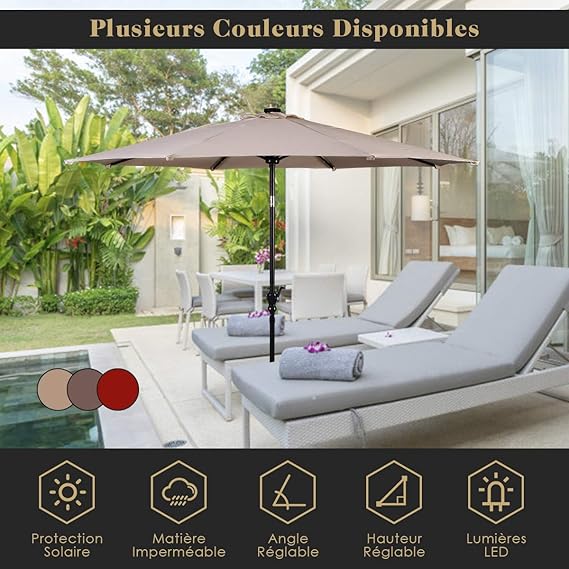 Coast Parasol met LED verlichting - Ø270 cm - Beige