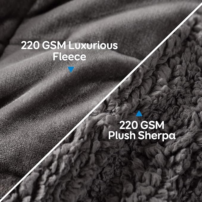 Cottonblue Verzwaringsdeken Grijs – 6,8 kg – Sherpa Fleece Deken 122 x 183 cm