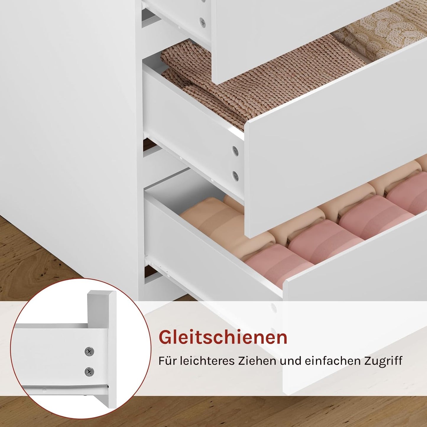 Woltu Ladekast Wit – 4 Lades – 60 x 40 x 90 cm – Moderne Opbergkast voor Slaapkamer en Woonkamer