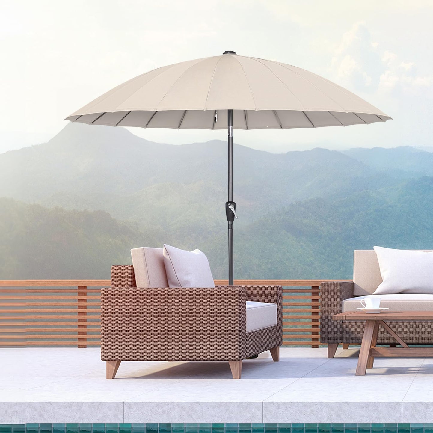 Angel Living Parasol Rond - Ø250 cm - Stevig - Beige